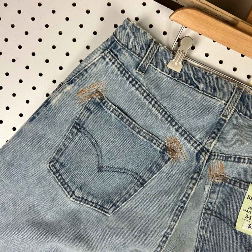 Levis SilverTab Baggy Fit Jeans Light Wash Denim 32x30 USA 90s Custom Stitching
